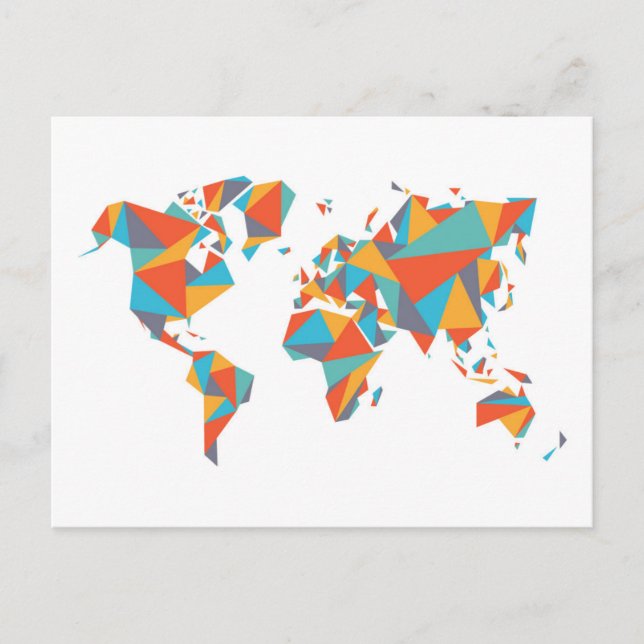Postale Carte du monde géométrique Abstraite (Devant)
