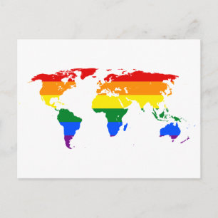 Postale Carte du monde LGBT Rainbow
