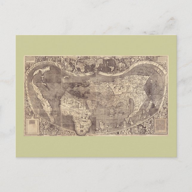 Postale Carte du monde Martin Waldseemuller 1507 (Devant)