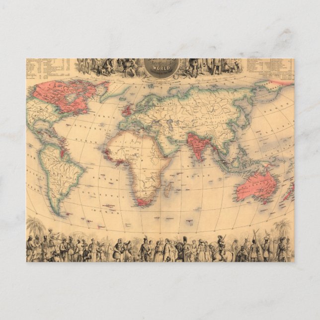 Postale Carte du monde montrant l'Empire britannique (Devant)