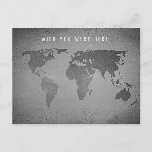 Postale Carte du monde noir et blanc amusant (Devant)