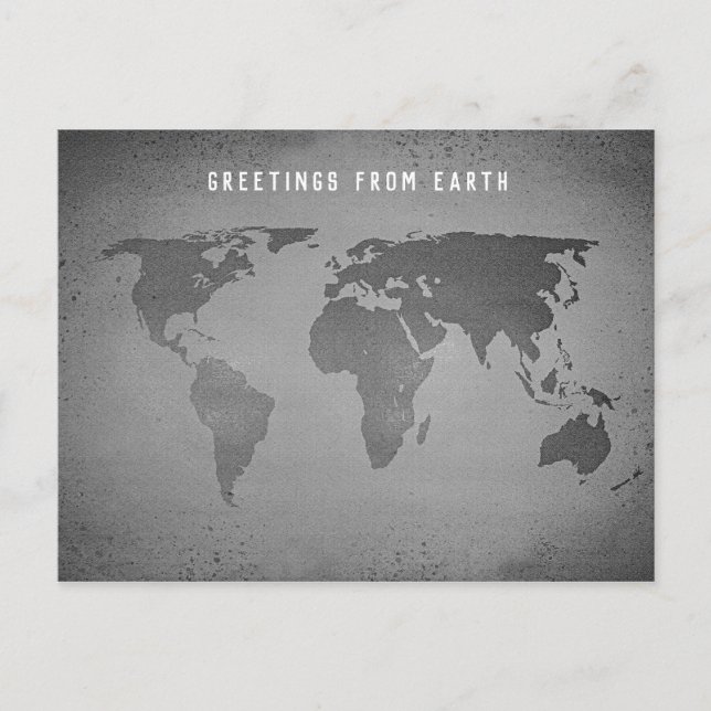 Postale Carte du monde noir et blanc amusant (Devant)