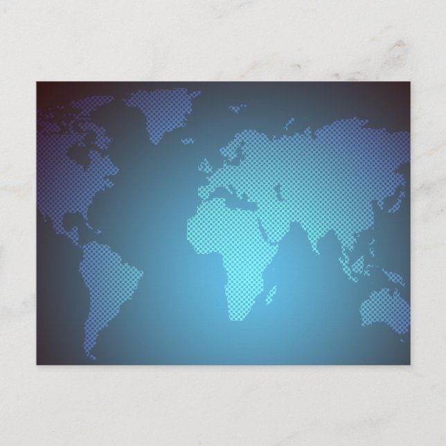 Postale Carte du monde numérique en dégradé de points (Devant)