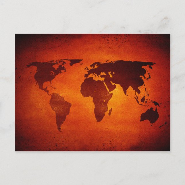 Postale carte du monde orange vintage (Devant)