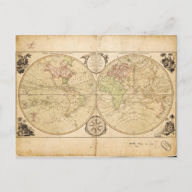 Postale Carte du monde par Carington Bowles (1791) (Devant)