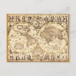 Postale Carte du monde vers 1645
