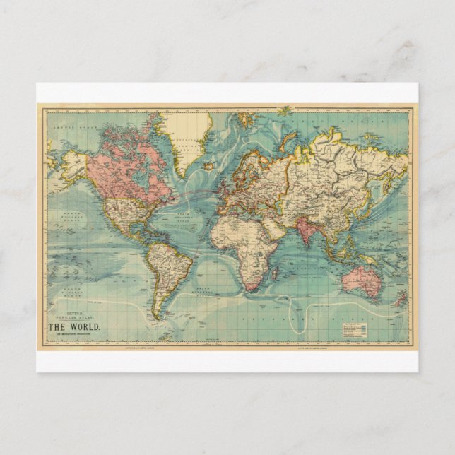 Postale Carte du monde vintage (Devant)