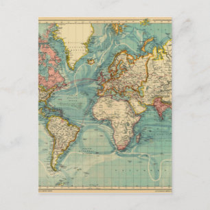 Postale Carte du monde vintage