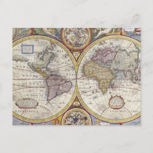 Postale Carte du monde Vintage 1626