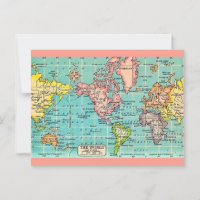 Carte du monde vintage colorée