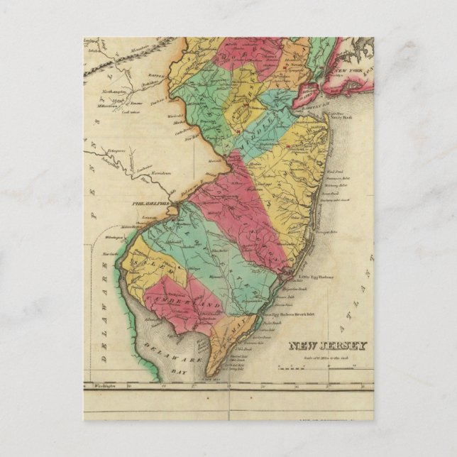 Postale Carte Du New Jersey (Devant)