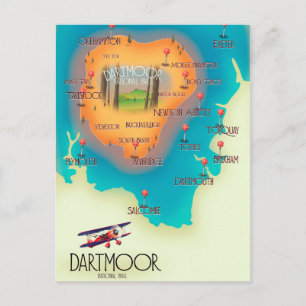 Postale Carte du parc national Dartmoor poster de voyage