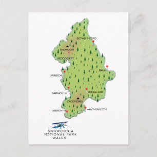 Postale carte du parc national de Snowdonia, Pays de Galle