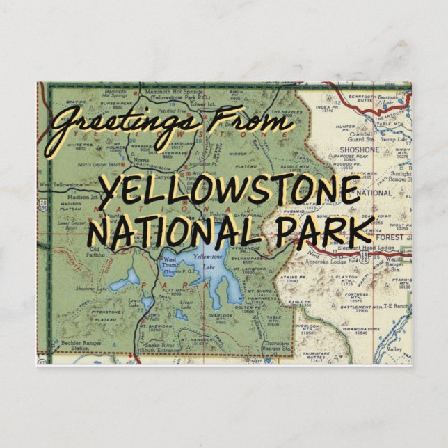 Postale Carte du parc national de Yellowstone (Devant)