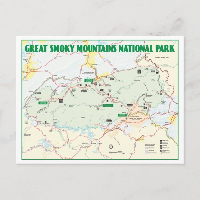 Postale Carte du parc national des Great Smoky Mountains (Devant)