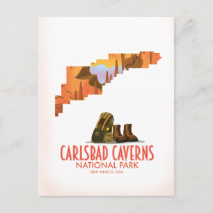 Postale carte du parc national des grottes de Carlsbad au 