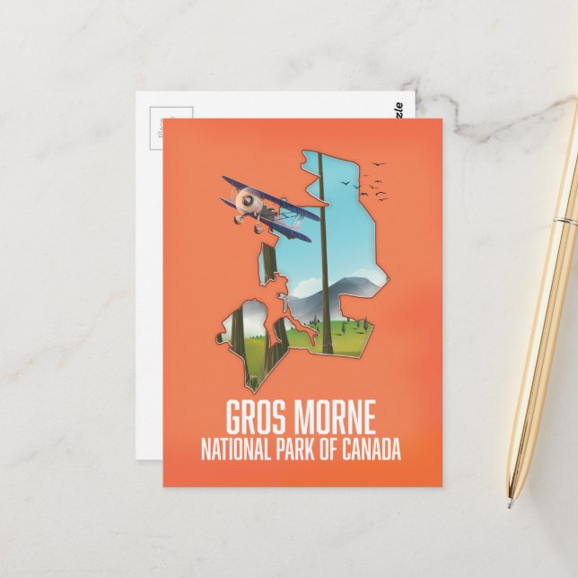 Postale carte du parc national du Gros Morne du canada (Devant/Arrière en situation)