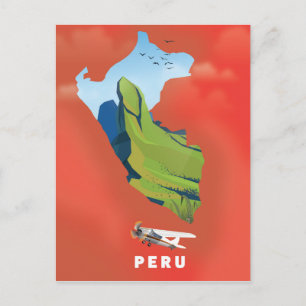 Postale Carte du Pérou Affiche de voyage illustrée