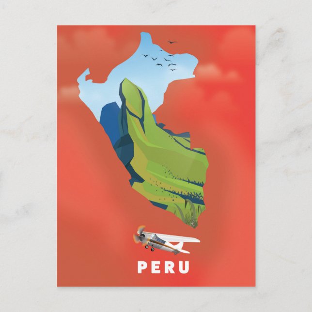 Postale Carte du Pérou Affiche de voyage illustrée (Devant)