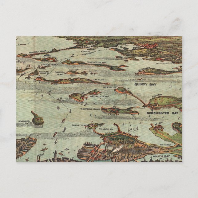 Postale Carte du port de Boston Birdseye (Devant)