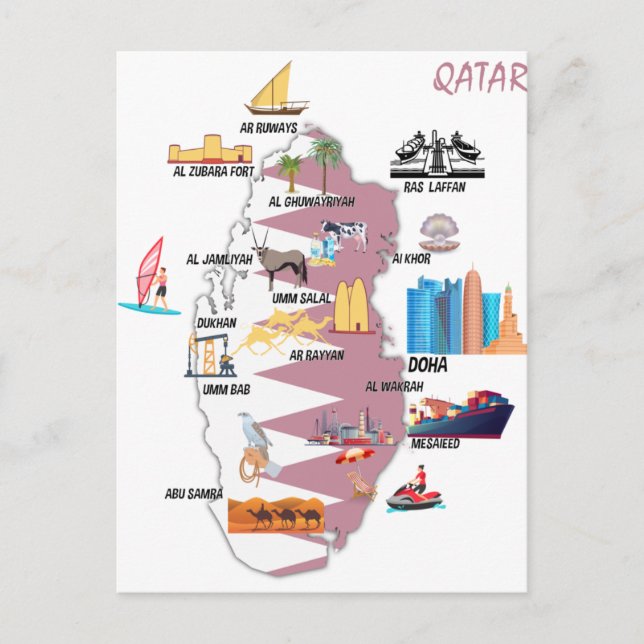 Postale Carte du Qatar Attraits touristiques (Devant)