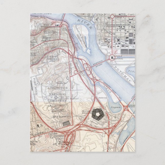 Postale Carte du réseau routier du Pentagone (Devant)