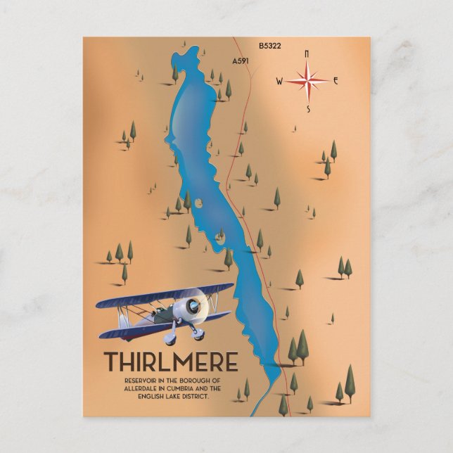 Postale Carte du réservoir de Thirlmere Lake District (Devant)