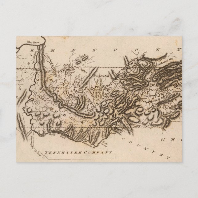 Postale Carte du Tennessee par Arrowsmith (Devant)