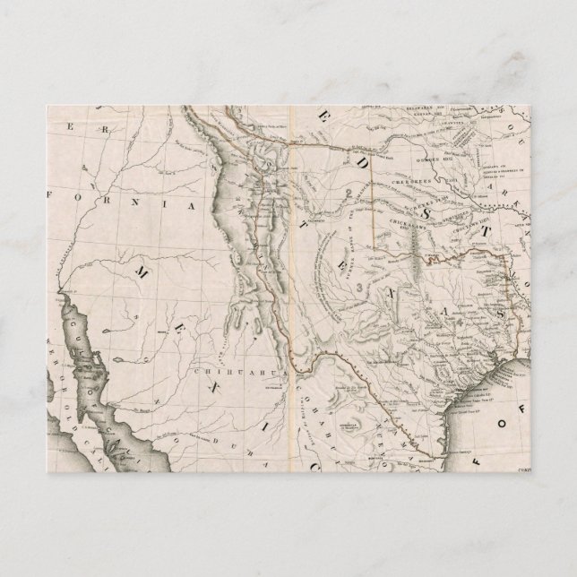 Postale Carte Du Texas Et Des Pays Voisins (Devant)