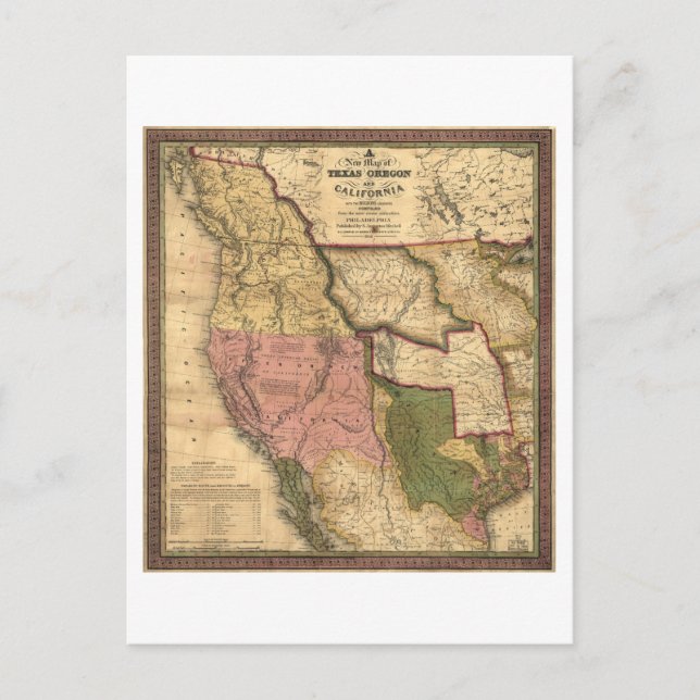 Postale Carte du Texas Oregon et de la Californie (1846) (Devant)