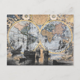 Postale Carte du Vieux-Monde - En mer