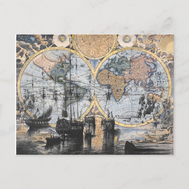 Postale Carte du Vieux-Monde - En mer (Devant)