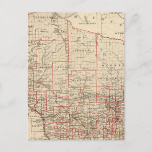 Postale Carte du Wisconsin, montrant les circonscriptions 