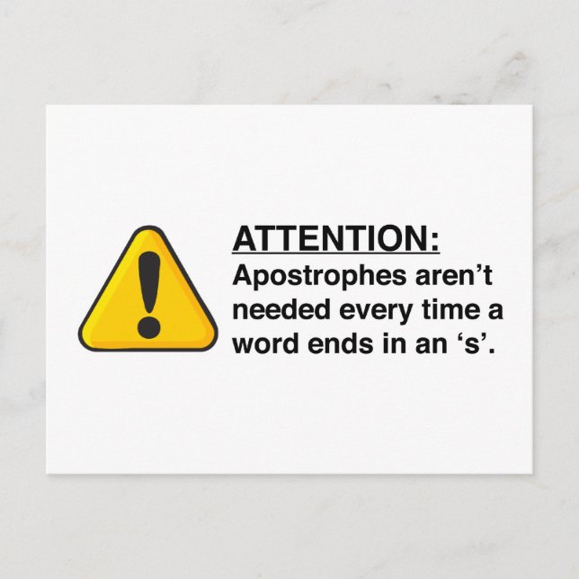 Postale Carte d'utilisation correcte de l'apostrophe (Devant)