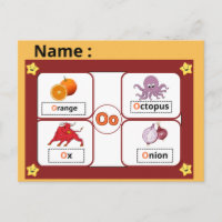 Carte Éclair de la Lettre O de l'Alphabet Éducatif