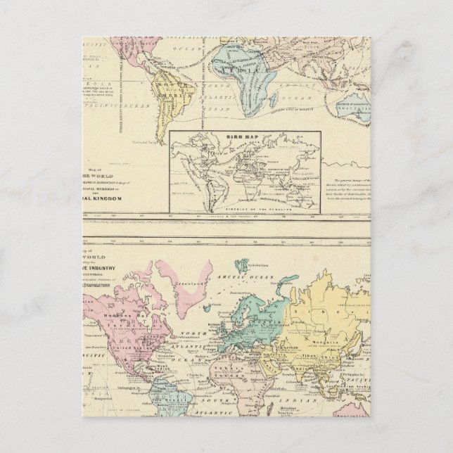Postale Carte en couleur du monde (Devant)