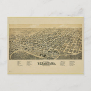 Postale Carte en perspective de Texarkana Texas et Arkansa