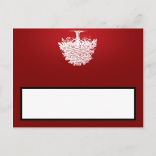 Postale Carte Endroit Écrite Arbre Blanc Rouge Bande Noire