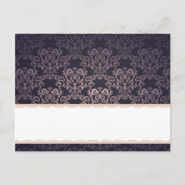 Postale Carte Endroit Écrite Profond Purple Damask (Devant)