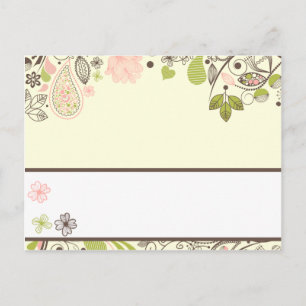 Postale Carte Endroit Écrite Ressort Rose/Vert Floral