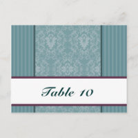 Carte Endroit Écrite Turquoise Bleu Damas/Grilles