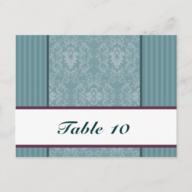 Postale Carte Endroit Écrite Turquoise Bleu Damas/Grilles  (Devant)