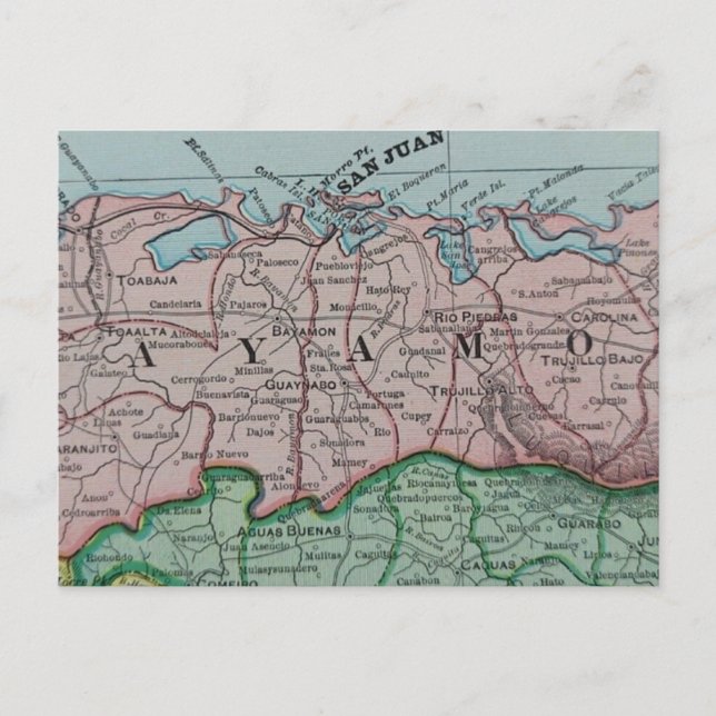 Postale Carte espagnole de la région de San Juan à Porto R (Devant)