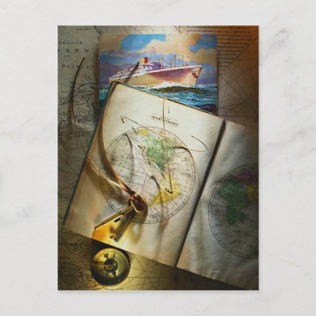 Postale Carte Et Compas (Devant)