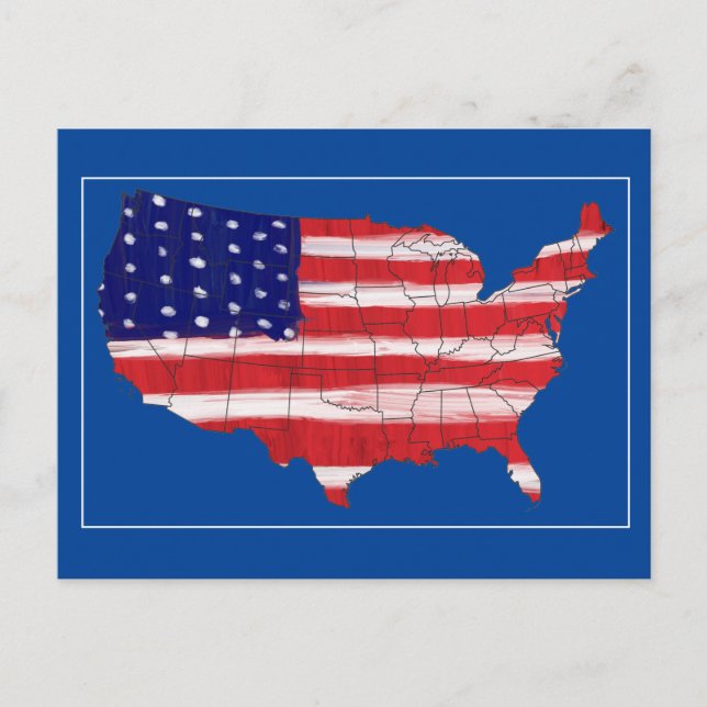 Postale Carte et drapeau américains (Devant)