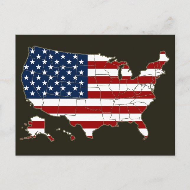 Postale Carte et drapeau des États-Unis (Devant)