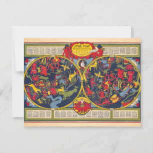 Postale Carte étoile vintage - Constellations Graphique cé
