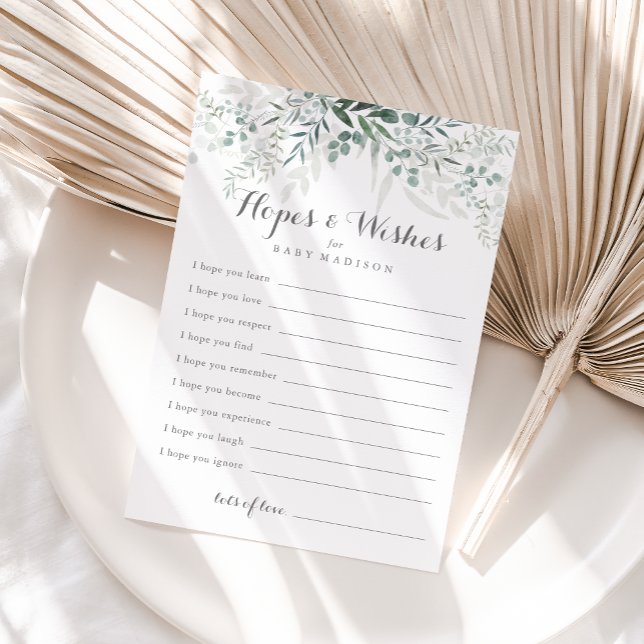 Postale Carte Eucalyptus Baby shower Hopes & Wings (Créateur téléchargé)