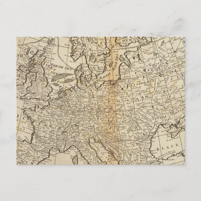 Postale Carte exacte de l'Europe (Devant)