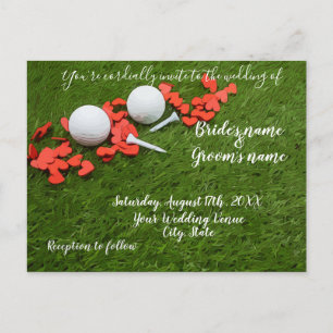 Postale Carte Faire-part de mariage de golf avec coeur d'a
